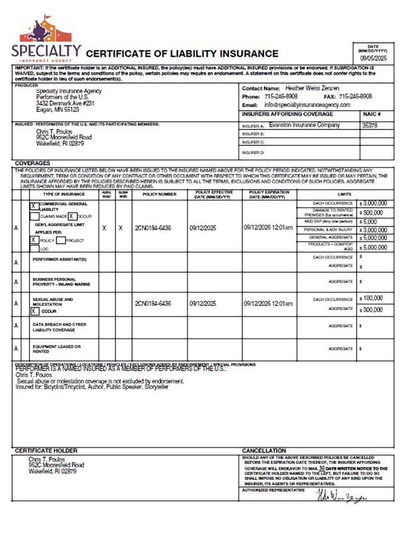 Insurance Cover sheet